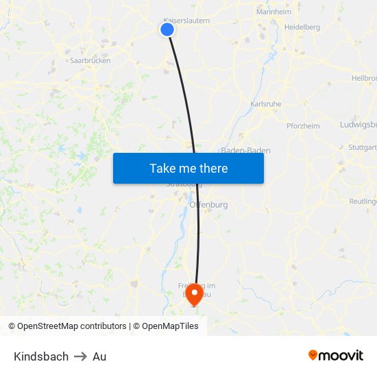 Kindsbach to Au map