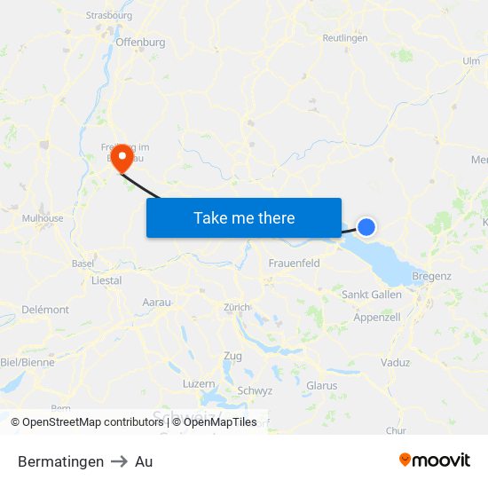 Bermatingen to Au map