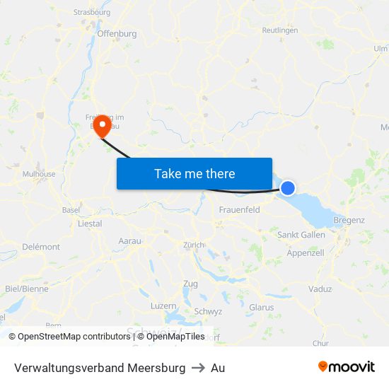 Verwaltungsverband Meersburg to Au map