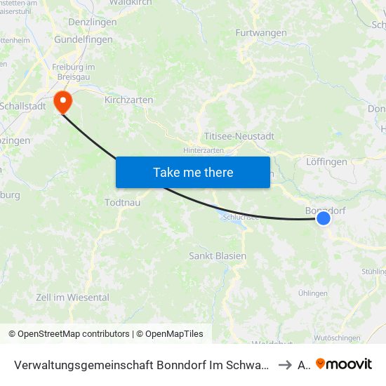 Verwaltungsgemeinschaft Bonndorf Im Schwarzwald to Au map