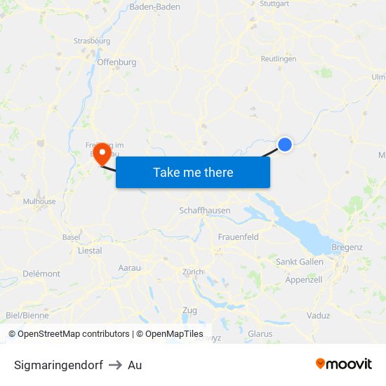 Sigmaringendorf to Au map