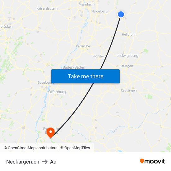 Neckargerach to Au map