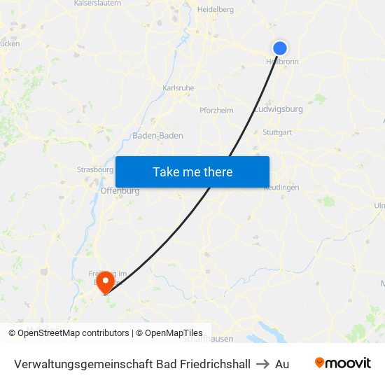 Verwaltungsgemeinschaft Bad Friedrichshall to Au map