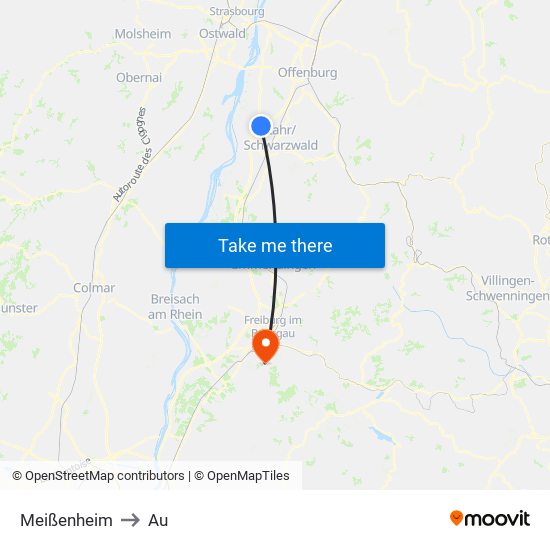 Meißenheim to Au map