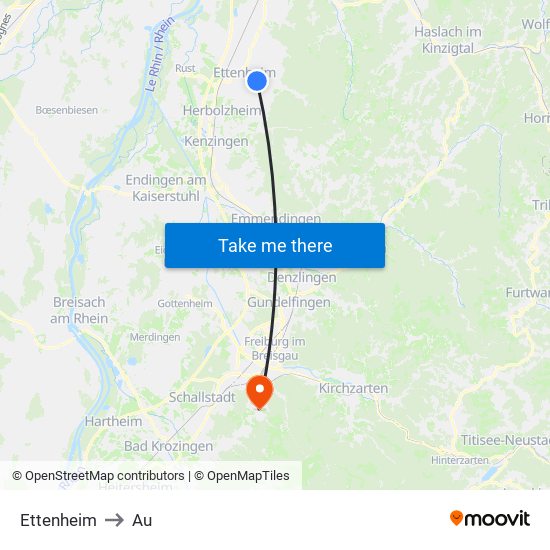 Ettenheim to Au map