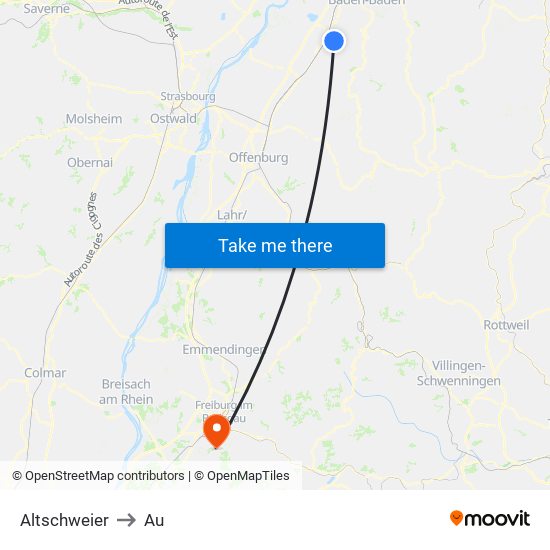 Altschweier to Au map