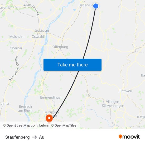 Staufenberg to Au map