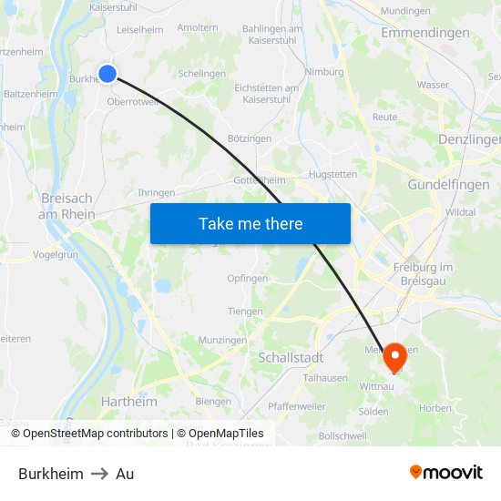 Burkheim to Au map