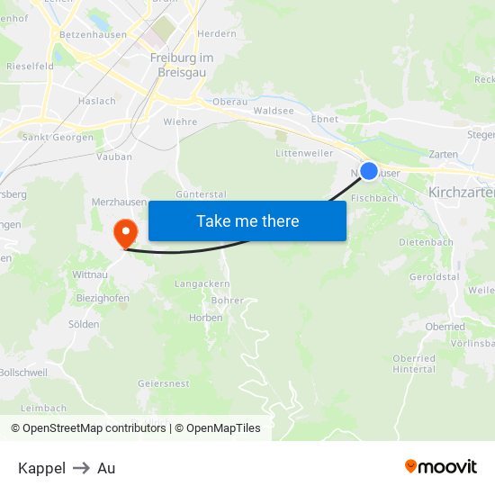 Kappel to Au map