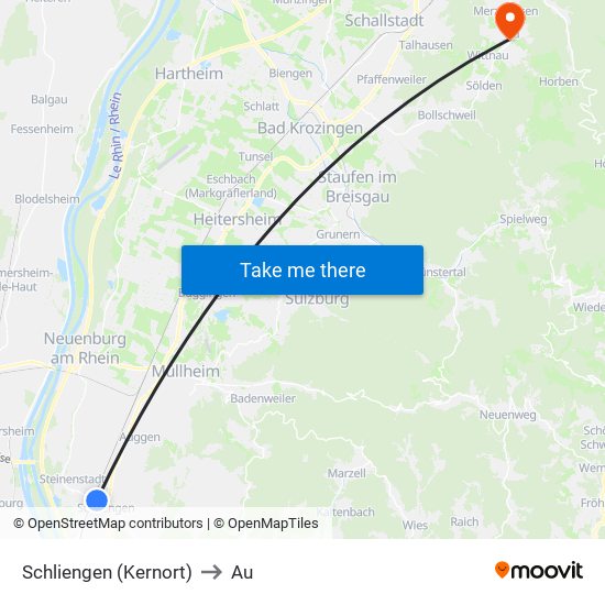 Schliengen (Kernort) to Au map