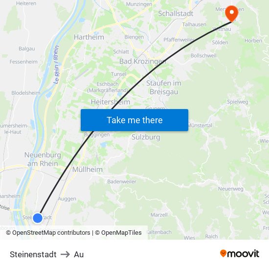 Steinenstadt to Au map