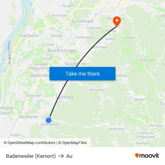 Badenweiler (Kernort) to Au map