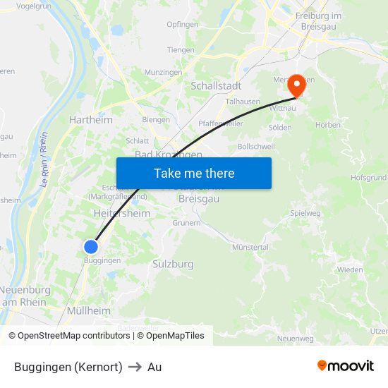 Buggingen (Kernort) to Au map