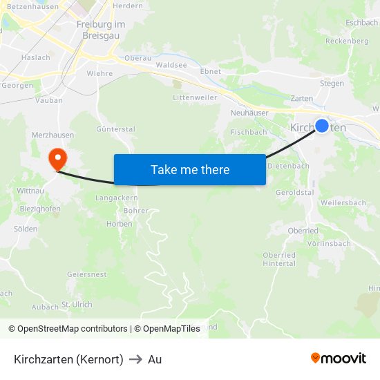 Kirchzarten (Kernort) to Au map