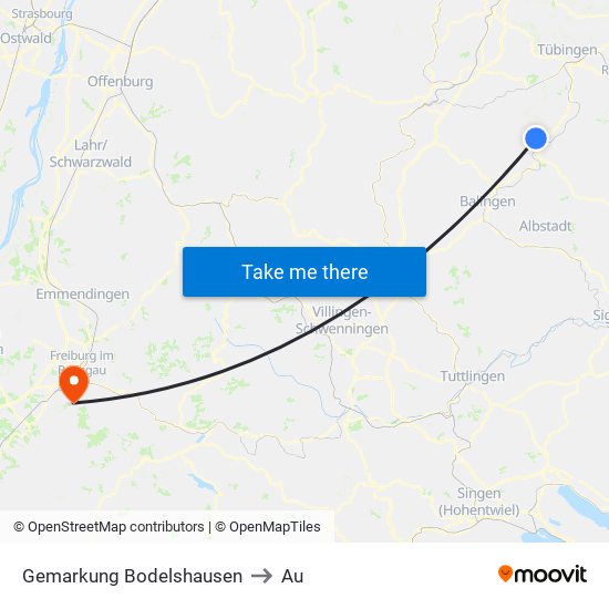 Gemarkung Bodelshausen to Au map