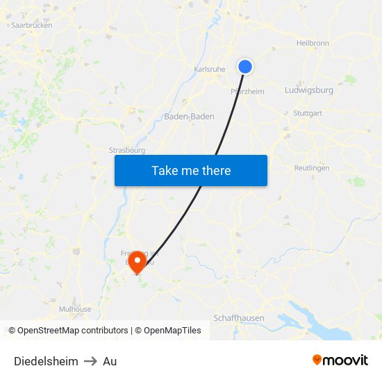 Diedelsheim to Au map