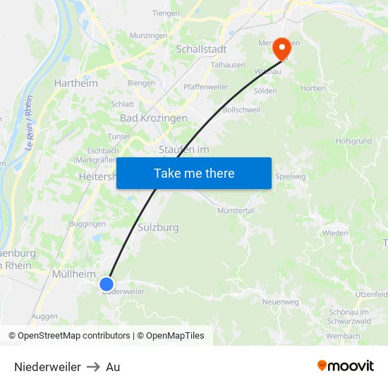 Niederweiler to Au map