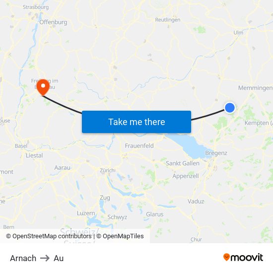 Arnach to Au map