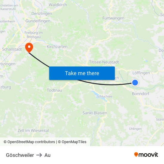 Göschweiler to Au map