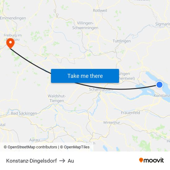 Konstanz-Dingelsdorf to Au map