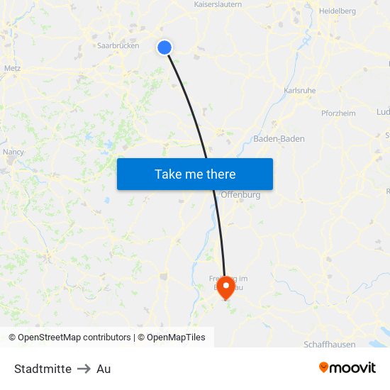 Stadtmitte to Au map