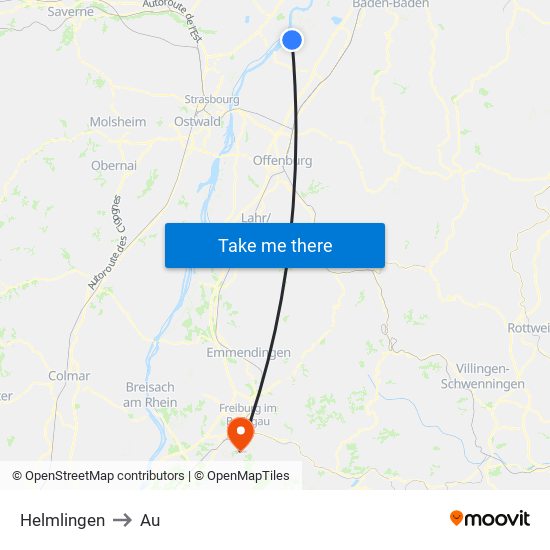 Helmlingen to Au map