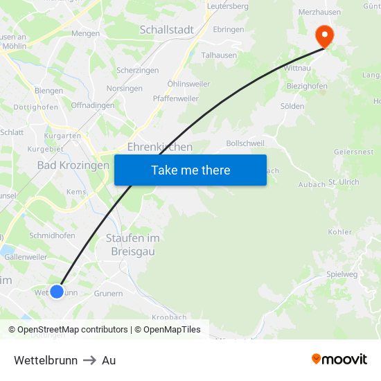 Wettelbrunn to Au map