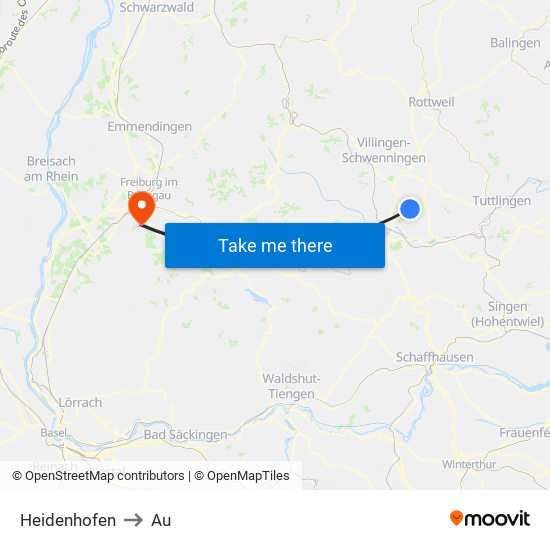 Heidenhofen to Au map