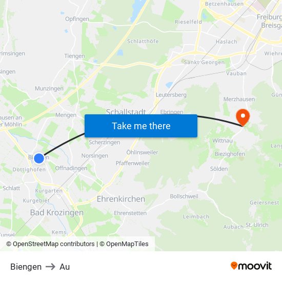 Biengen to Au map