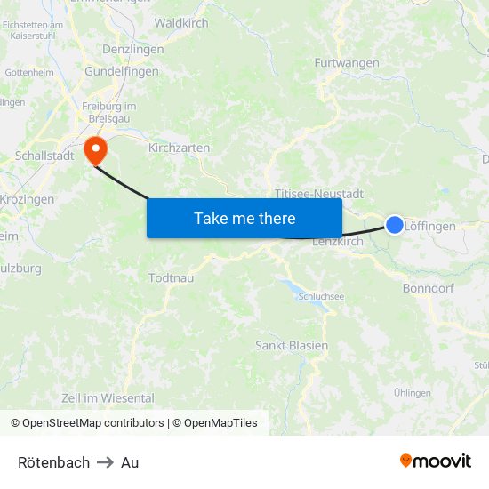 Rötenbach to Au map