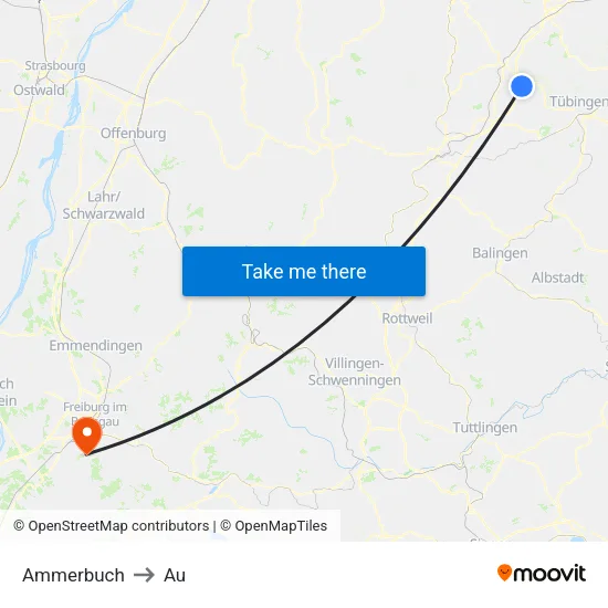Ammerbuch to Au map