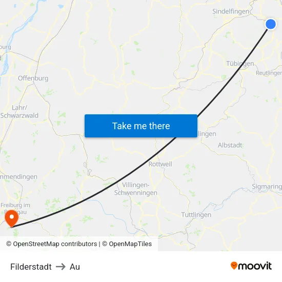 Filderstadt to Au map