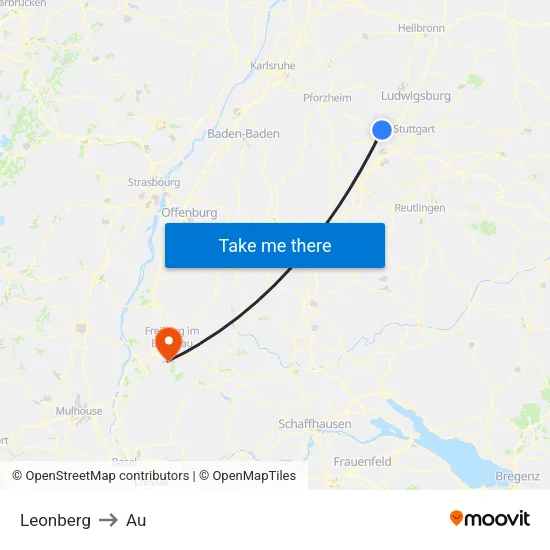 Leonberg to Au map