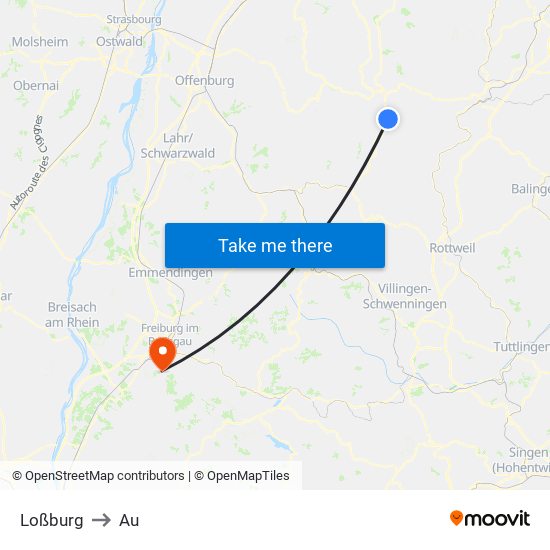 Loßburg to Au map