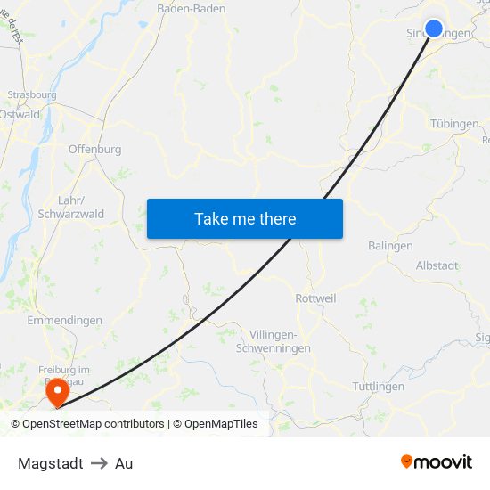 Magstadt to Au map