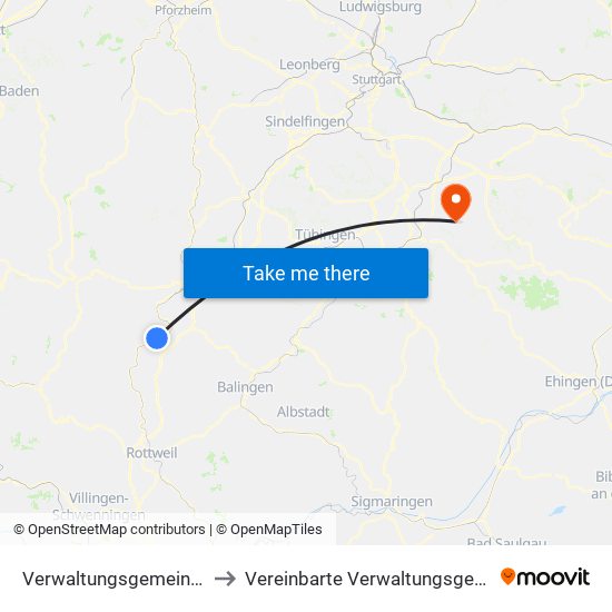 Verwaltungsgemeinschaft Sulz am Neckar to Vereinbarte Verwaltungsgemeinschaft Der Stadt Neuffen map