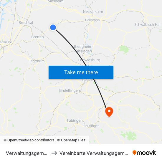 Verwaltungsgemeinschaft Sulzfeld to Vereinbarte Verwaltungsgemeinschaft Der Stadt Neuffen map