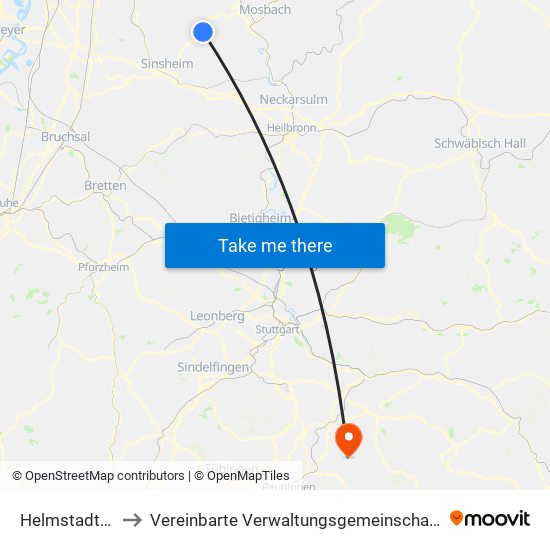 Helmstadt-Bargen to Vereinbarte Verwaltungsgemeinschaft Der Stadt Neuffen map