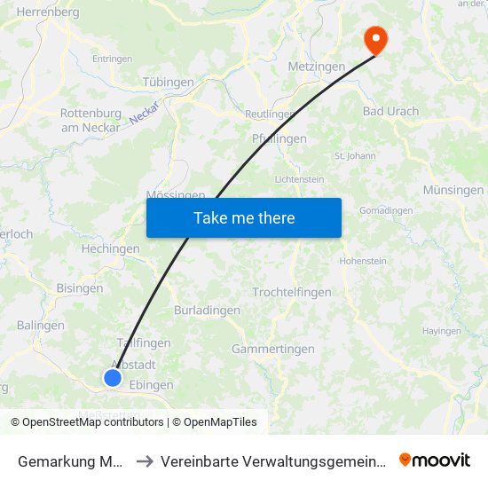 Gemarkung Margrethausen to Vereinbarte Verwaltungsgemeinschaft Der Stadt Neuffen map