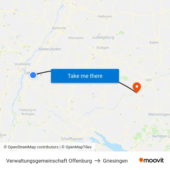 Verwaltungsgemeinschaft Offenburg to Griesingen map