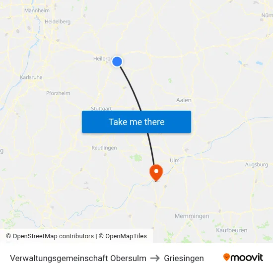 Verwaltungsgemeinschaft Obersulm to Griesingen map