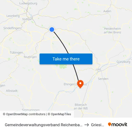 Gemeindeverwaltungsverband Reichenbach An Der Fils to Griesingen map