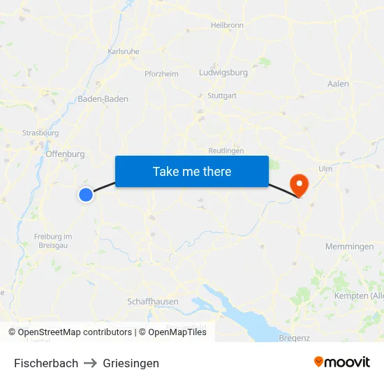 Fischerbach to Griesingen map