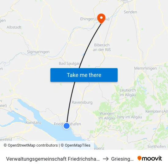 Verwaltungsgemeinschaft Friedrichshafen to Griesingen map