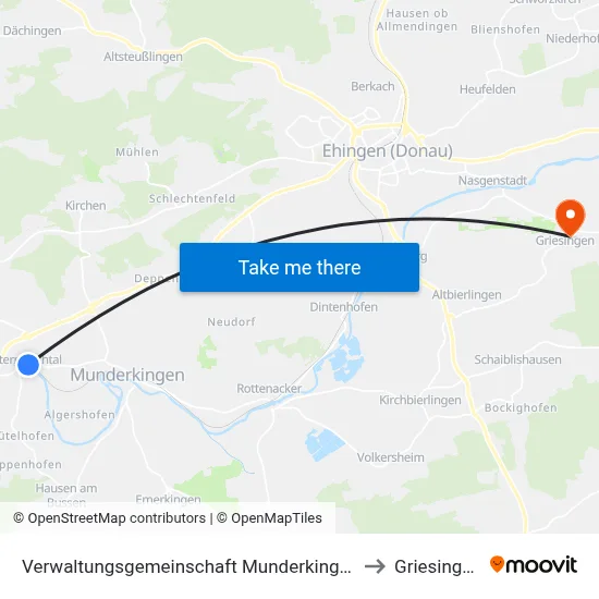 Verwaltungsgemeinschaft Munderkingen to Griesingen map