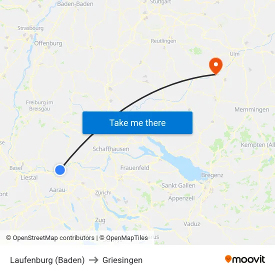 Laufenburg (Baden) to Griesingen map
