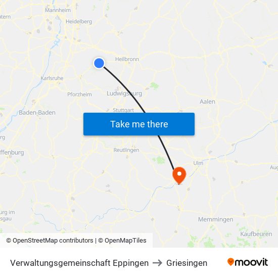 Verwaltungsgemeinschaft Eppingen to Griesingen map