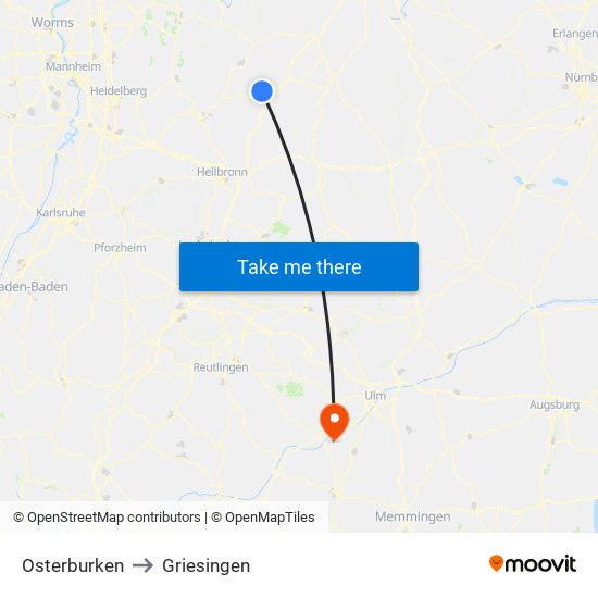 Osterburken to Griesingen map