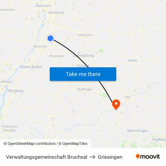Verwaltungsgemeinschaft Bruchsal to Griesingen map