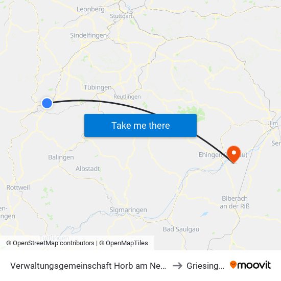 Verwaltungsgemeinschaft Horb am Neckar to Griesingen map